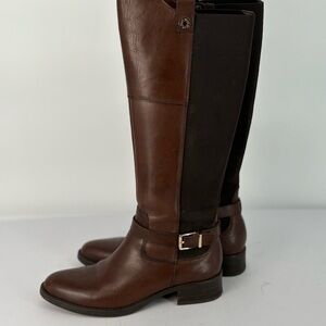 🐈‍⬛ Gillio Brown leather riding boots with elastic panels Boots